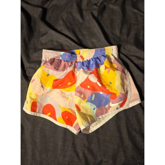Nike Girls Size Medium 6/8 Colorful Running Shorts Lined Dri-Fit M - Picture 1 of 2
